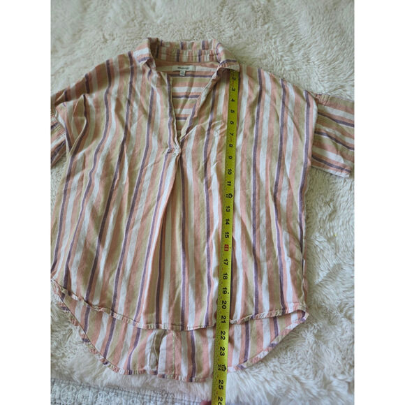Madewell Womens XXS Striped oversided fit short sleeved lightweight blouse - Picture 7 of 9
